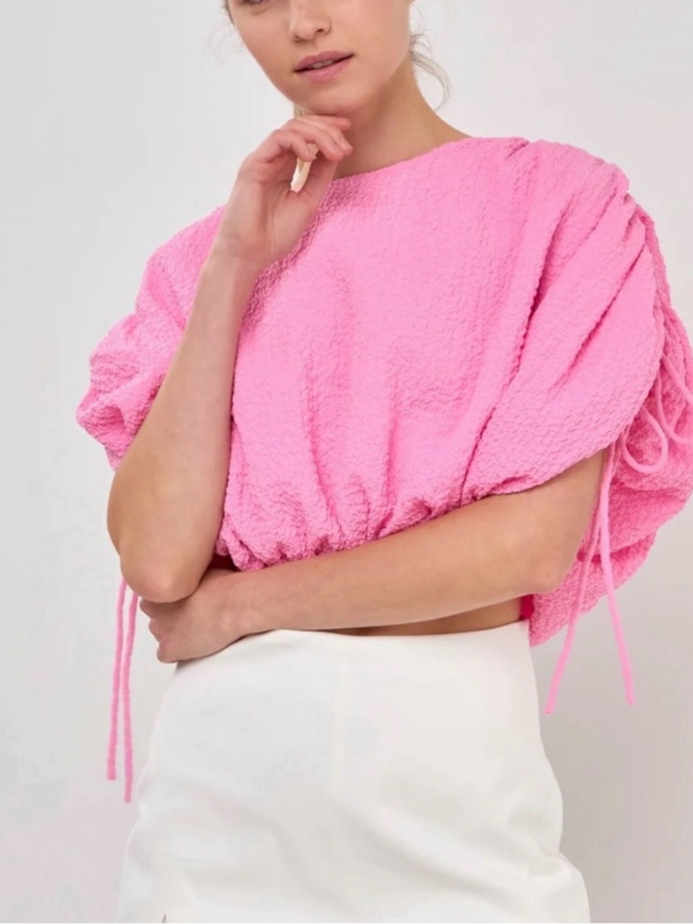 Endless Rose EUC Voluminous Pink Crop Top